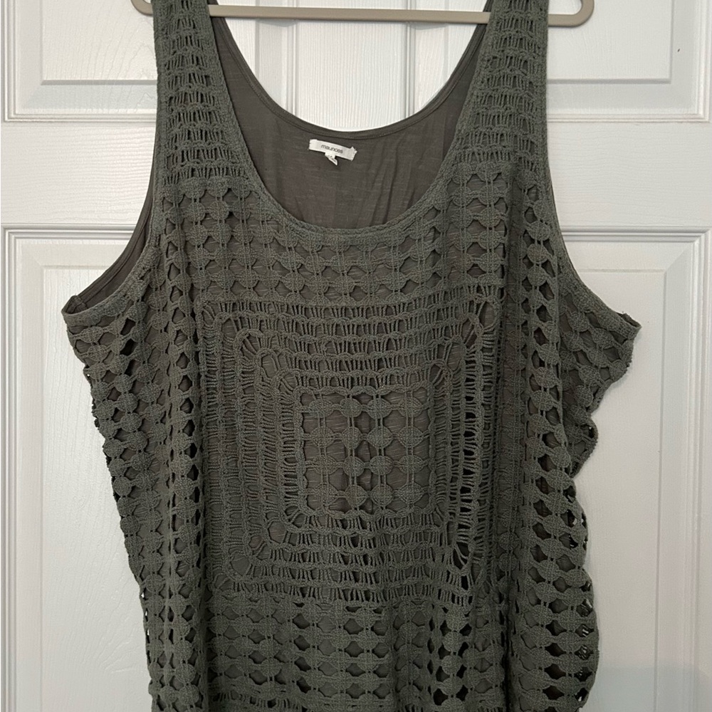 Women's Green Crochet Tank Top
